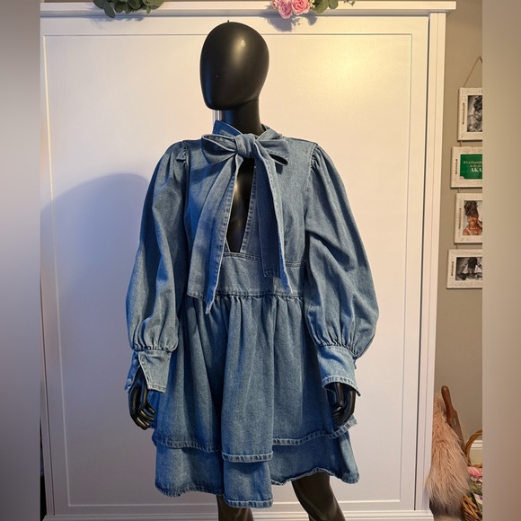 ASOS Dresses & Skirts - ASOS Blue Denim Dress with Bow Accent